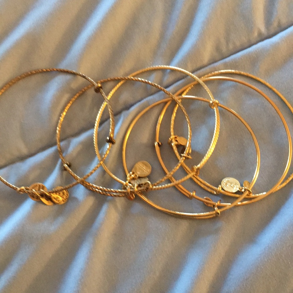 Gold Alex and ani bangles set of 6